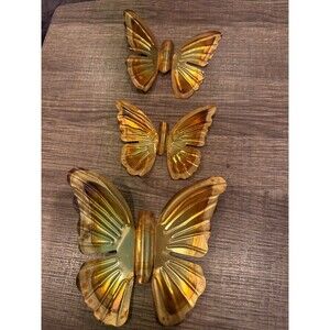 Vintage Gold Wall Butterfly Decor – Set of 3 (Distressed/Rusted Look)